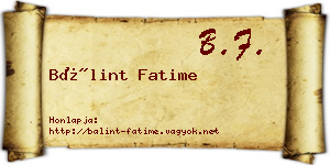 Bálint Fatime névjegykártya